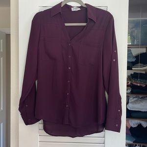 Express maroon long sleeve blouse